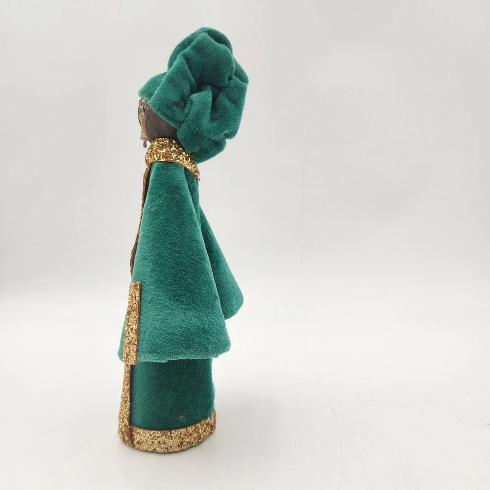 Handmade Vintage Velvet Three Wise Men  Upcycled Thread Cone Figures Atlantic